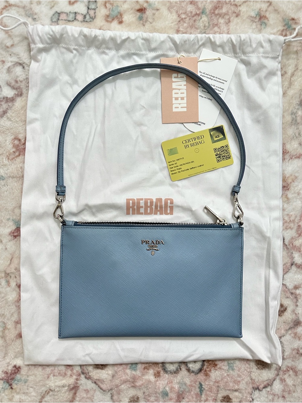 2010-2025 Prada Blue Pochette Saffiano shoulder bag